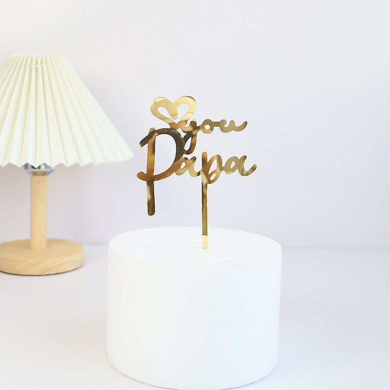 Wholesale 10PCS/PACK Father's Day Happy Acrylic Cake Card Decoration